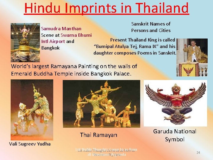 Hindu Imprints in Thailand Sanskrit Names of Persons and Cities Samudra Manthan Scene at