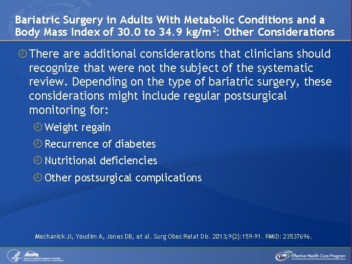 Bariatric Surgery in Adults With Metabolic Conditions and a Body Mass Index of 30.