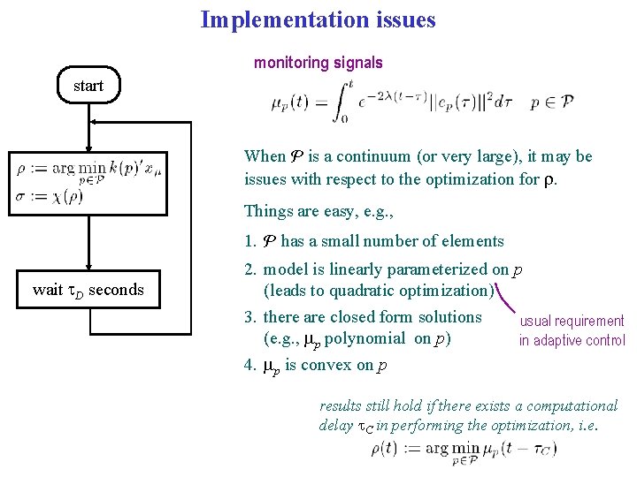 Implementation issues monitoring signals start When P is a continuum (or very large), it