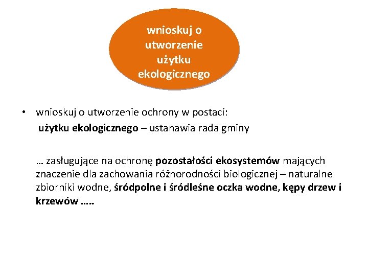 wnioskuj o utworzenie użytku ekologicznego • wnioskuj o utworzenie ochrony w postaci: użytku ekologicznego