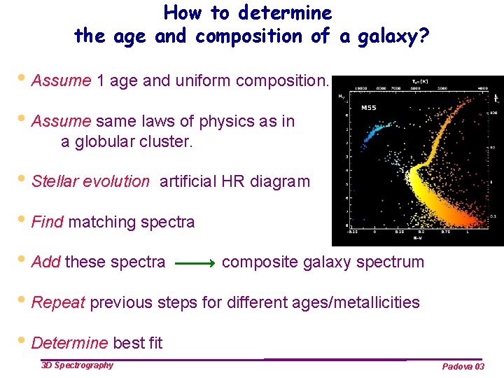 How to determine the age and composition of a galaxy? • Assume 1 age