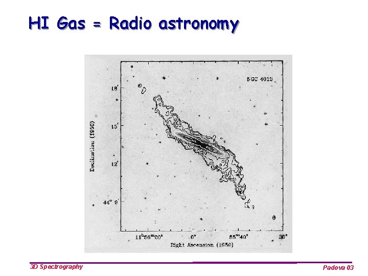 HI Gas = Radio astronomy 3 D Spectrography Padova 03 