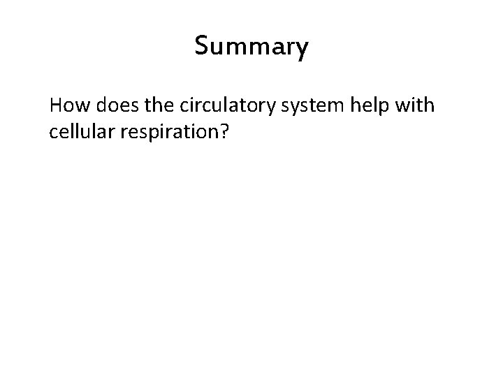 Summary How does the circulatory system help with cellular respiration? 