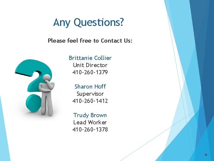 Any Questions? Please feel free to Contact Us: Brittanie Collier Unit Director 410 -260