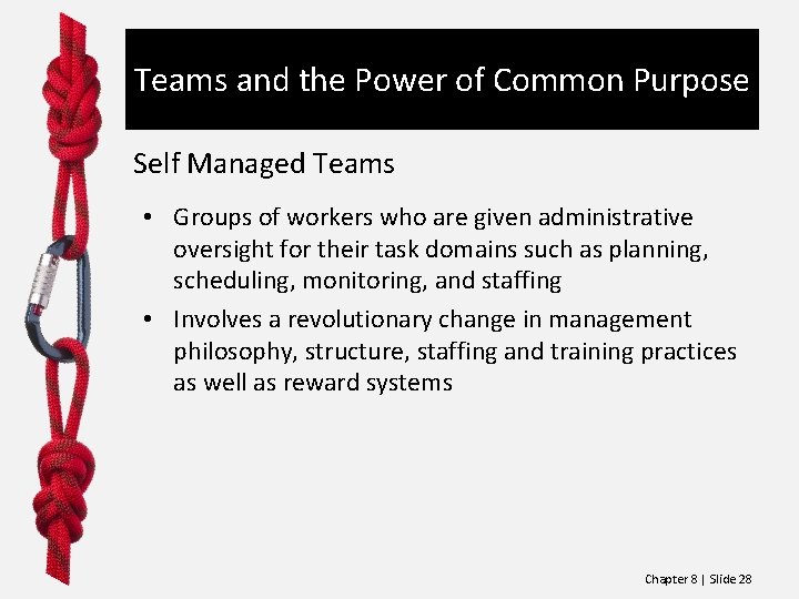 Teams and the Power of Common Purpose Self Managed Teams • Groups of workers Teams and the Power of Common Purpose Self Managed Teams • Groups of workers