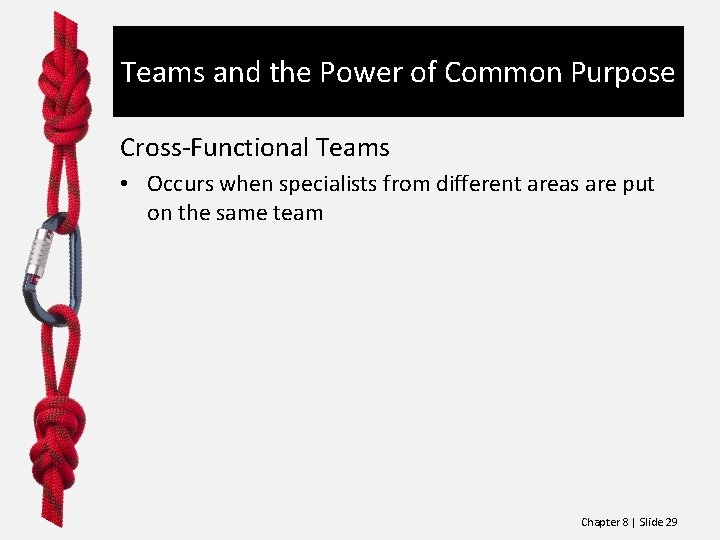 Teams and the Power of Common Purpose Cross-Functional Teams • Occurs when specialists from Teams and the Power of Common Purpose Cross-Functional Teams • Occurs when specialists from