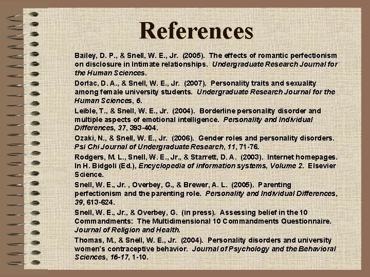 References Bailey, D. P. , & Snell, W. E. , Jr. (2005). The effects