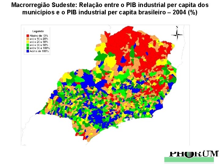 Macrorregião Sudeste: Relação entre o PIB industrial per capita dos municípios e o PIB