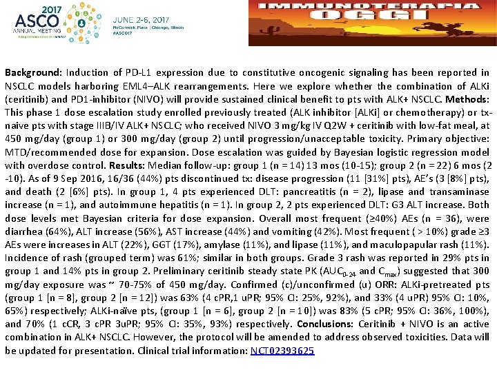 Background: Induction of PD-L 1 expression due to constitutive oncogenic signaling has been reported