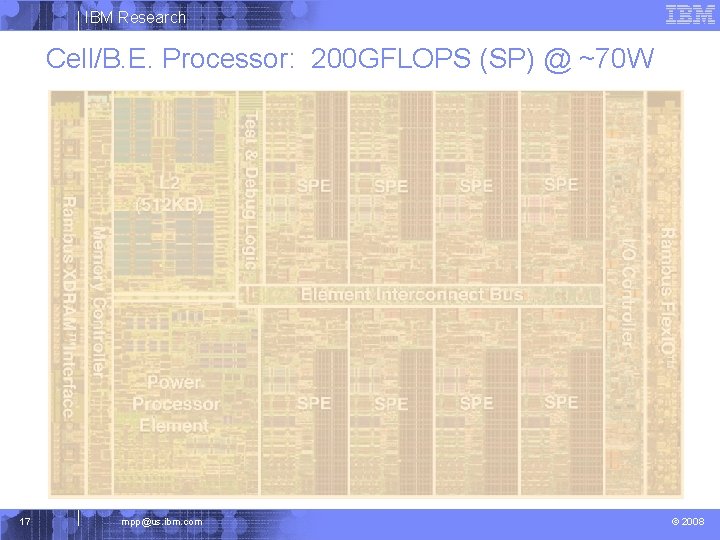 IBM Research Cell/B. E. Processor: 200 GFLOPS (SP) @ ~70 W 17 mpp@us. ibm.