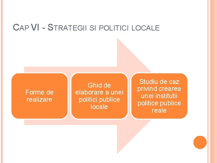CAP VI - STRATEGII SI POLITICI LOCALE Forme de realizare Ghid de elaborare a CAP VI - STRATEGII SI POLITICI LOCALE Forme de realizare Ghid de elaborare a