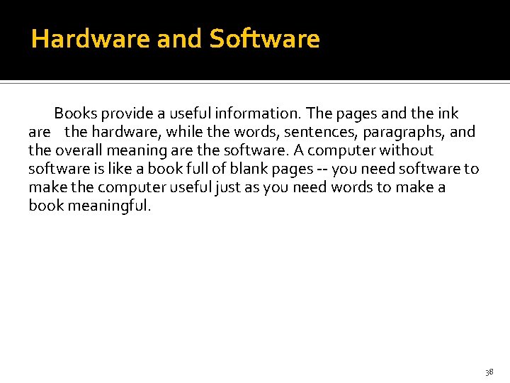 Hardware and Software Books provide a useful information. The pages and the ink are