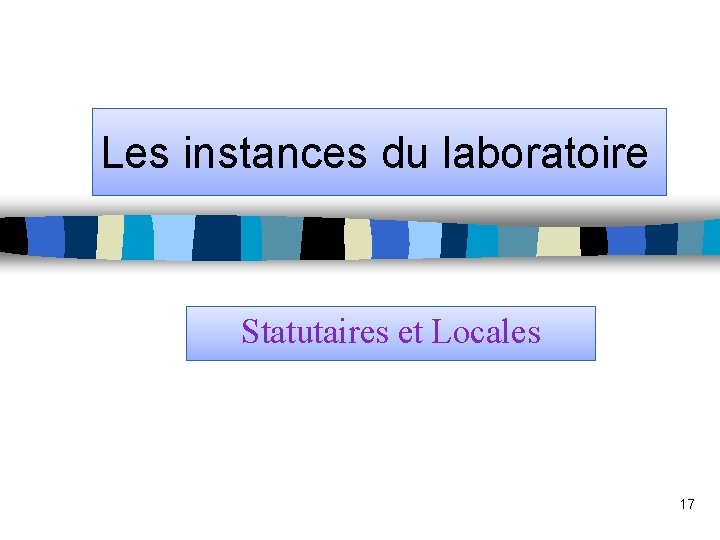 Les instances du laboratoire Statutaires et Locales 17 