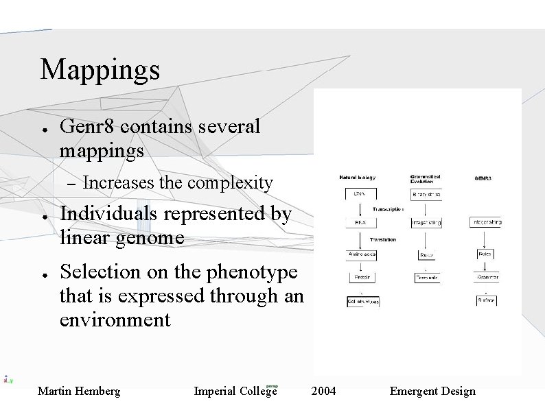 Mappings ● Genr 8 contains several mappings – ● ● Increases the complexity Individuals