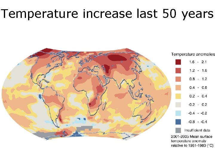 Temperature increase last 50 years 