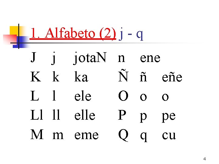 1. Alfabeto (2) j - q J K L Ll M j k l