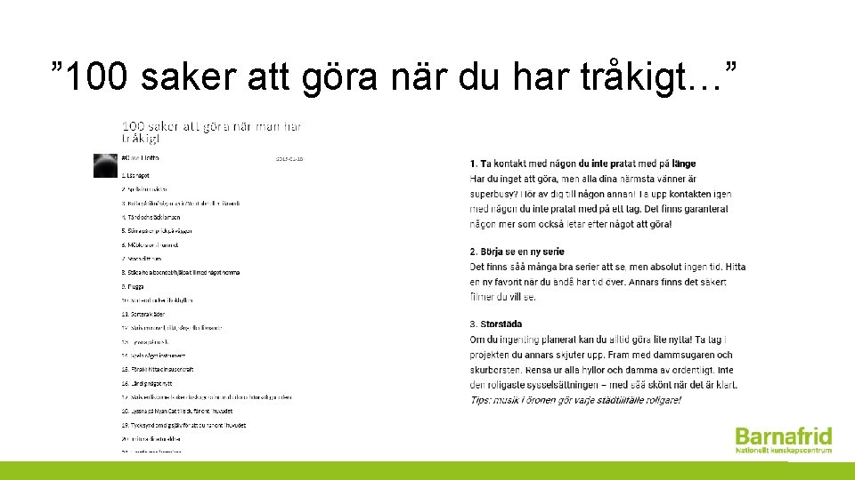 ” 100 saker att göra när du har tråkigt…” 