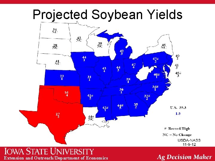 Projected Soybean Yields Extension and Outreach/Department of Economics 