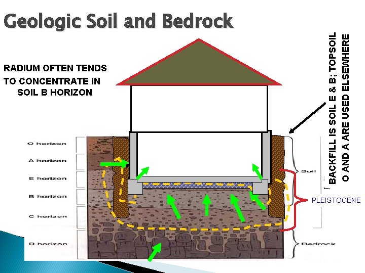 RADIUM OFTEN TENDS TO CONCENTRATE IN SOIL B HORIZON BACKFILL IS SOIL E &