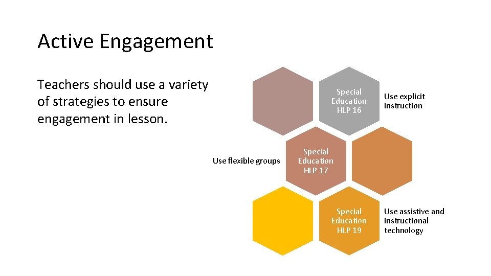 Active Engagement Teachers should use a variety of strategies to ensure engagement in lesson.