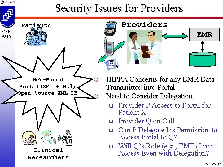 Security Issues for Providers Patients CSE 5810 Web-Based Portal(XML + HL 7) Open Source