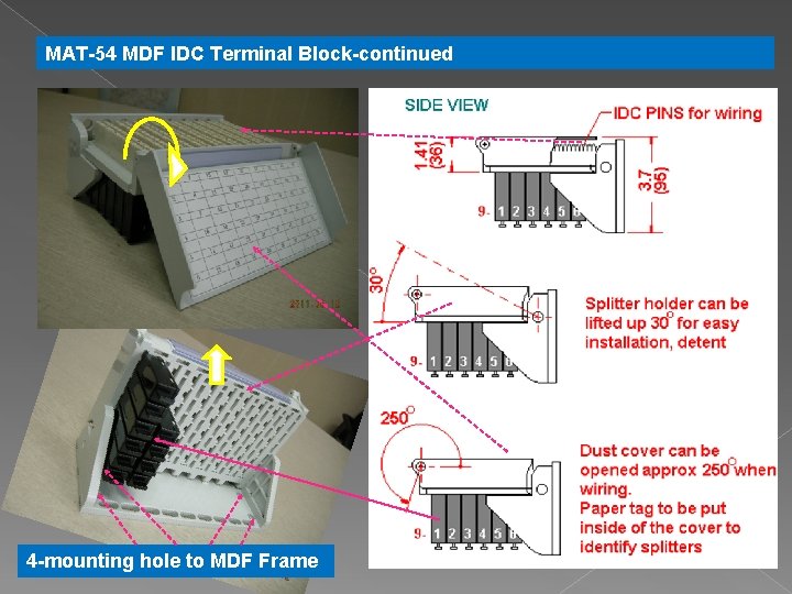 MAT-54 MDF IDC Terminal Block-continued 4 -mounting hole to MDF Frame 