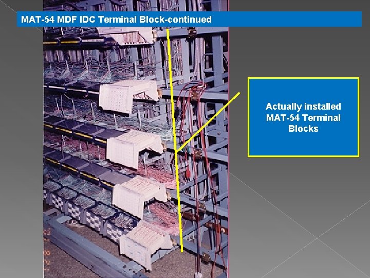 MAT-54 MDF IDC Terminal Block-continued Actually installed MAT-54 Terminal Blocks 