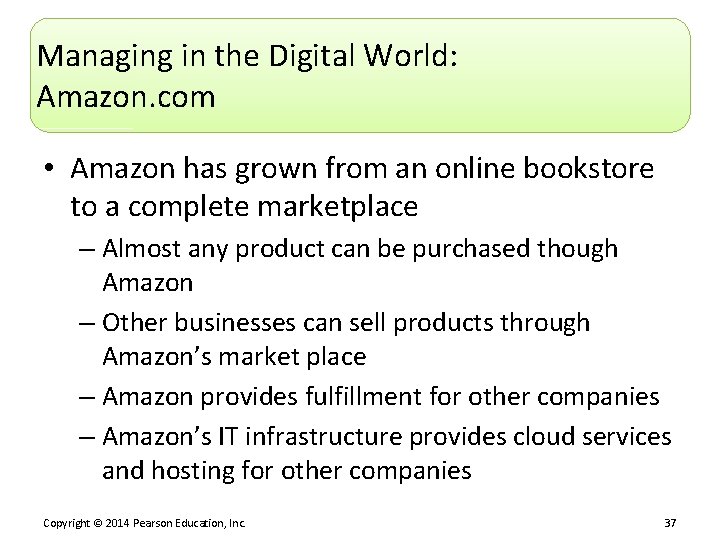 Managing in the Digital World: Amazon. com • Amazon has grown from an online