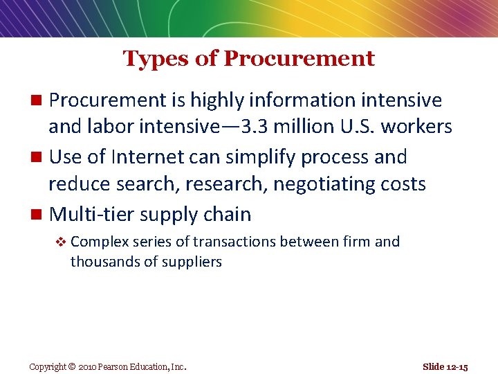 Types of Procurement is highly information intensive and labor intensive— 3. 3 million U.