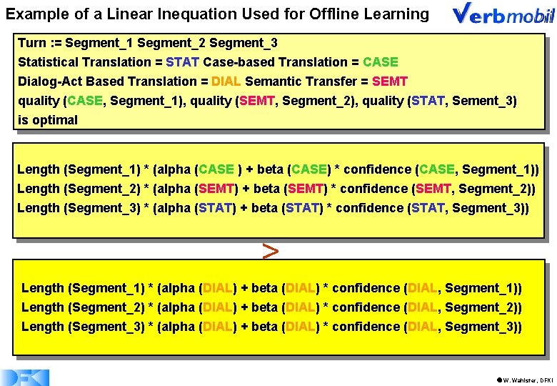 Example of a Linear Inequation Used for Offline Learning Turn : = Segment_1 Segment_2