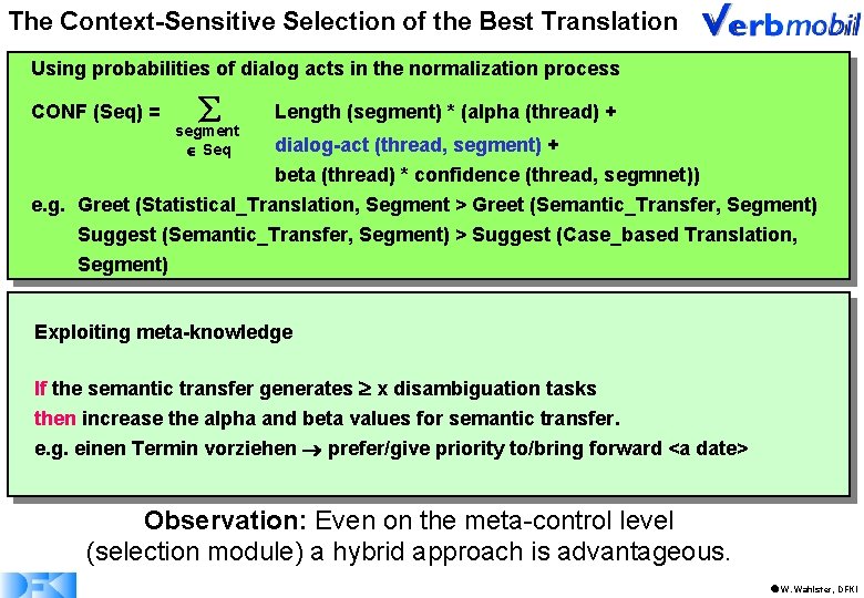 The Context-Sensitive Selection of the Best Translation Using probabilities of dialog acts in the