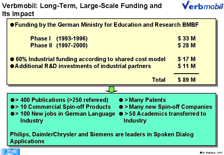 Verbmobil: Long-Term, Large-Scale Funding and Its Impact l Funding by the German Ministry for