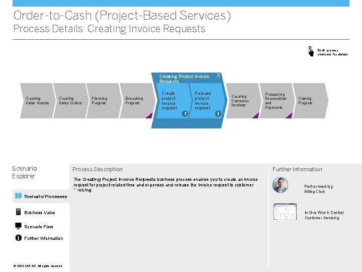 Order-to-Cash (Project-Based Services) Process Details: Creating Invoice Requests Click process chevrons for details Creating
