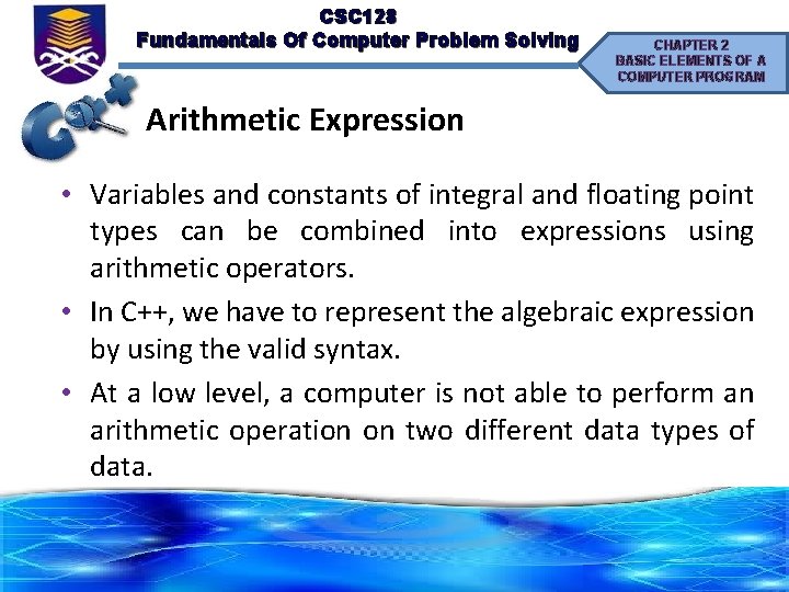 CSC 128 Fundamentals Of Computer Problem Solving CHAPTER 2 BASIC ELEMENTS OF A COMPUTER
