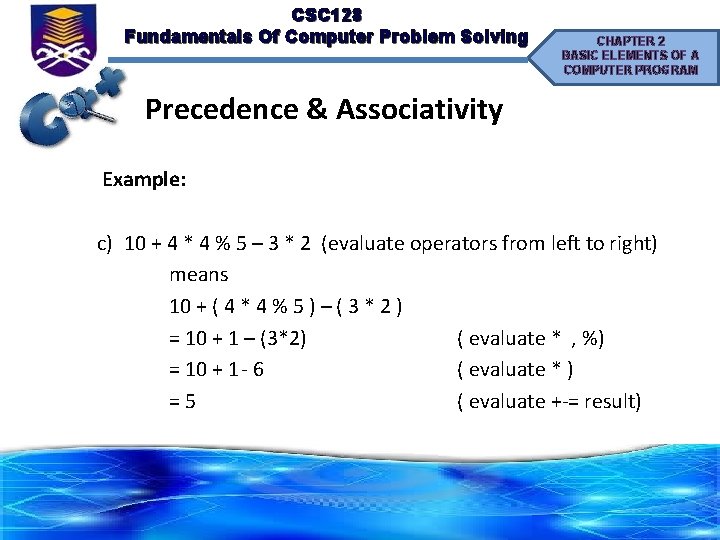CSC 128 Fundamentals Of Computer Problem Solving CHAPTER 2 BASIC ELEMENTS OF A COMPUTER