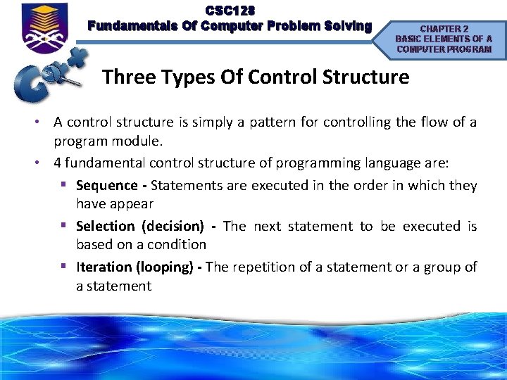 CSC 128 Fundamentals Of Computer Problem Solving CHAPTER 2 BASIC ELEMENTS OF A COMPUTER