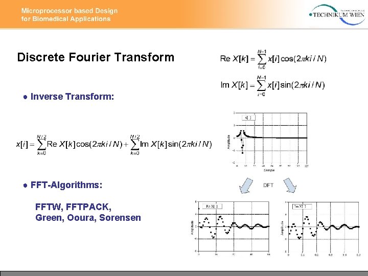 Discrete Fourier Transform ● Inverse Transform: ● FFT-Algorithms: FFTW, FFTPACK, Green, Ooura, Sorensen 