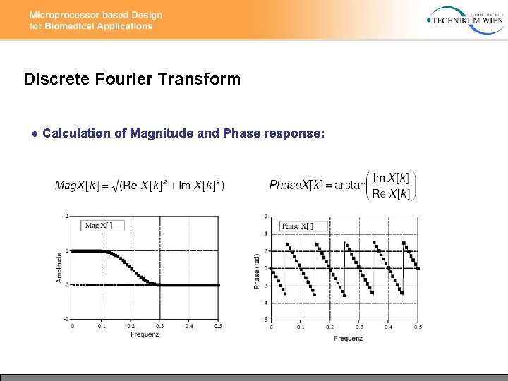 Discrete Fourier Transform ● Calculation of Magnitude and Phase response: 