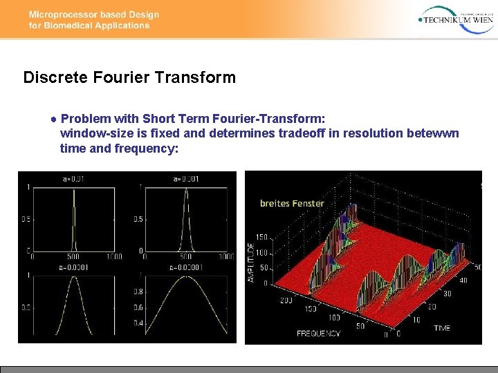 Discrete Fourier Transform ● Problem with Short Term Fourier-Transform: window-size is fixed and determines