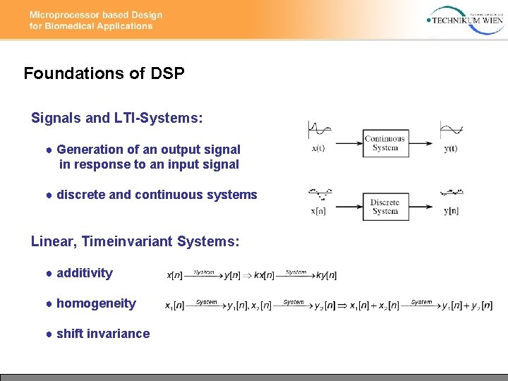Foundations of DSP Signals and LTI-Systems: ● Generation of an output signal in response