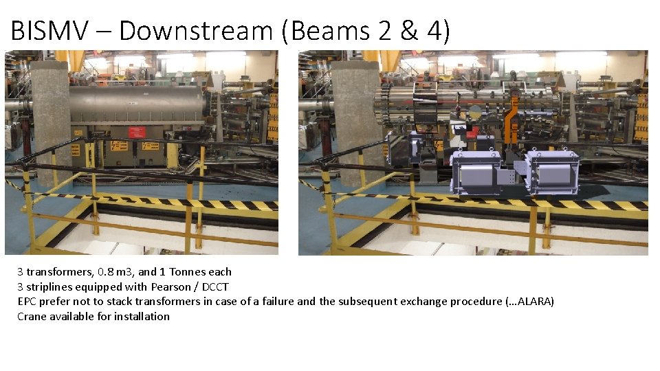 BISMV – Downstream (Beams 2 & 4) 3 transformers, 0. 8 m 3, and