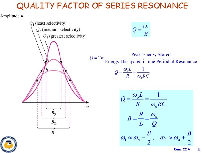 QUALITY FACTOR OF SERIES RESONANCE Eeng 224 11 QUALITY FACTOR OF SERIES RESONANCE Eeng 224 11