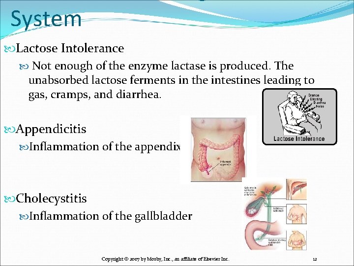 System Lactose Intolerance Not enough of the enzyme lactase is produced. The unabsorbed lactose