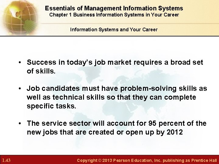 Essentials of Management Information Systems Chapter 1 Business Information Systems in Your Career Information