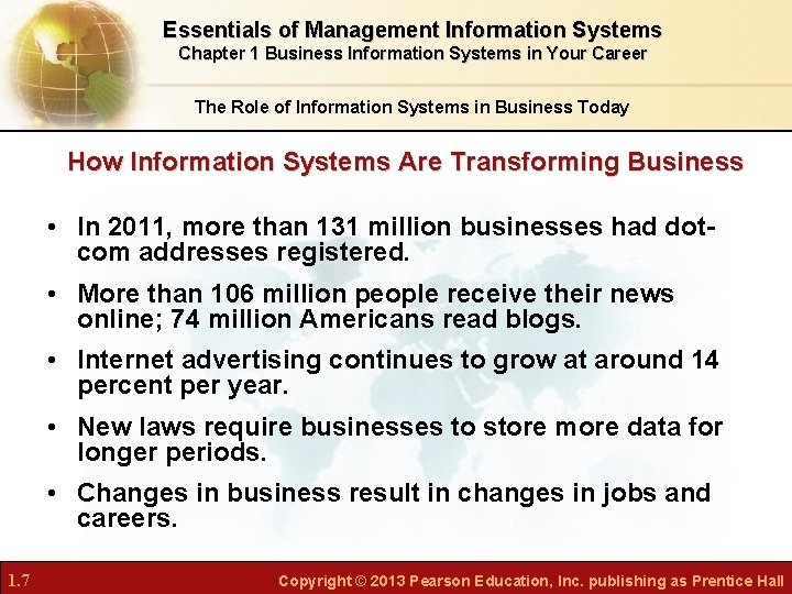 Essentials of Management Information Systems Chapter 1 Business Information Systems in Your Career The