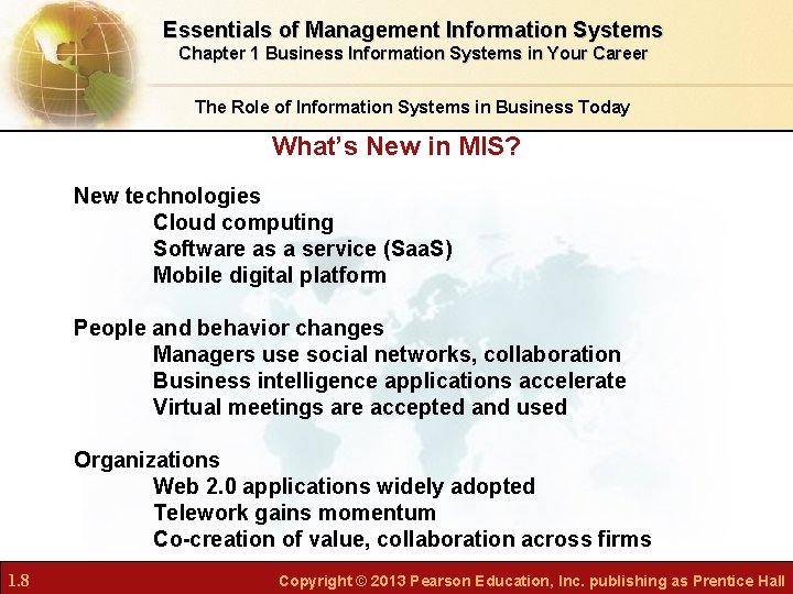 Essentials of Management Information Systems Chapter 1 Business Information Systems in Your Career The