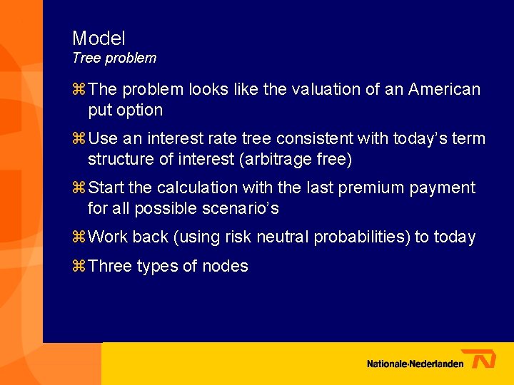 Model Tree problem z The problem looks like the valuation of an American put
