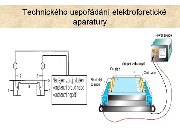  Technického uspořádání elektroforetické aparatury 