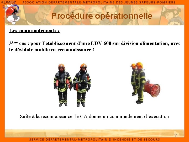 Procédure opérationnelle Les commandements : 3ème cas : pour l'établissement d'une LDV 600 sur