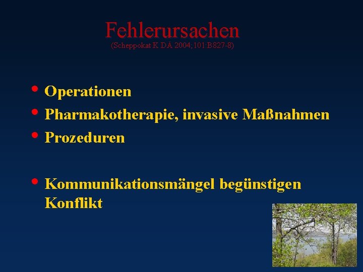 Fehlerursachen (Scheppokat K DÄ 2004; 101: B 827 -8) • Operationen • Pharmakotherapie, invasive